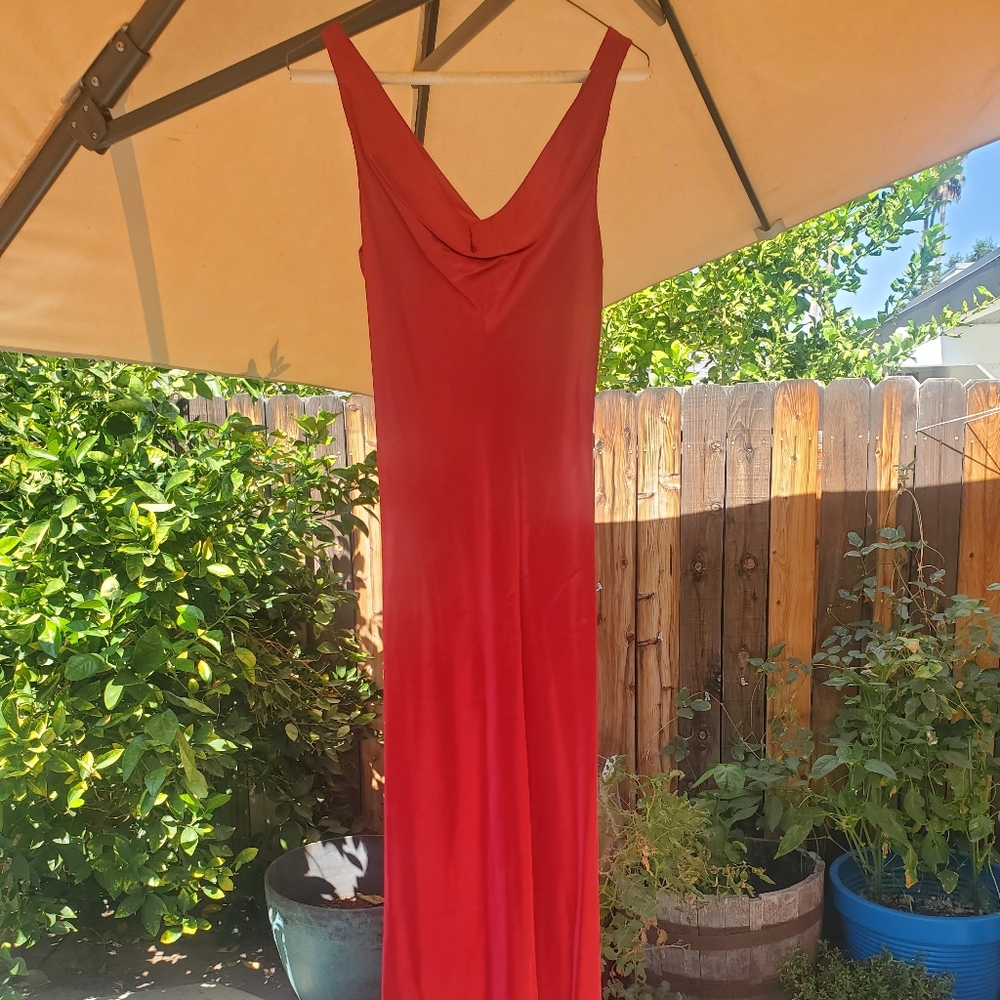 Red Satin Evening Gown